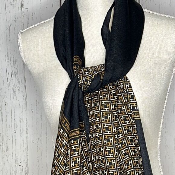 Black with Tan & Light Brown Design Effy Hematain - NWOT - Picture 3 of 7